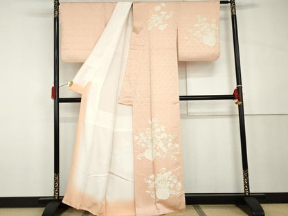 平和屋着物●訪問着　刺繍　花車飾花文　正絹　逸品　AABH3793cs