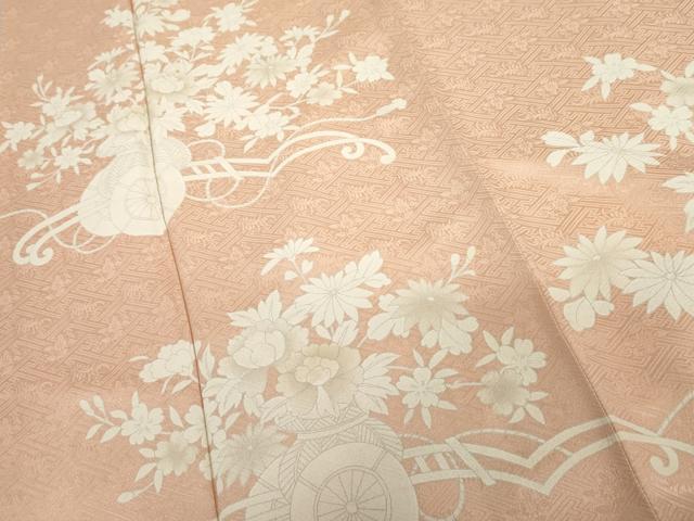 平和屋着物●訪問着　刺繍　花車飾花文　正絹　逸品　AABH3793cs