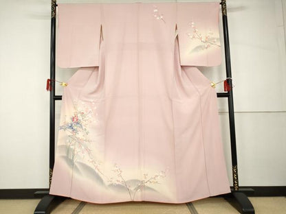 平和屋着物●訪問着　友禅　枝梅文　暈し染め　正絹　逸品　AABH3794cs