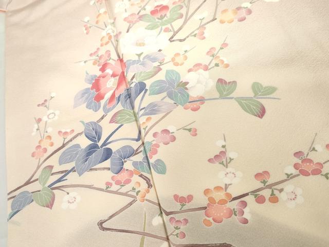 平和屋着物●訪問着　友禅　枝梅文　暈し染め　正絹　逸品　AABH3794cs