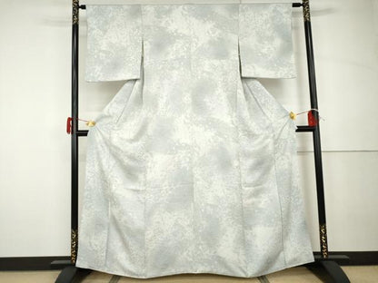 平和屋着物●上質な小紋　レリーフ染め　切嵌草花文　暈し染め　正絹　逸品　AABH3796cs