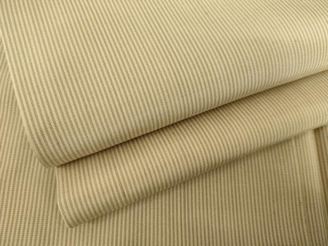 平和屋着物●上質な紬　縞　亜麻色×空五倍子色　正絹　逸品　AABH3797cs