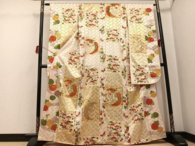 平和屋着物●豪華振袖　駒刺繍　鳳凰草花舞蝶文　金彩　正絹　逸品　AABH3801ph