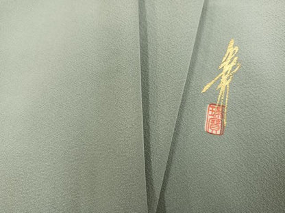 平和屋着物●本草木染作家　瑞鳳　色無地　深川鼠色　正絹　逸品　AABH3805ph