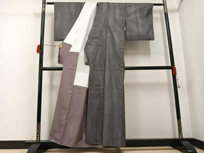 平和屋着物●伊勢型泥染　本場大島紬　吉祥文　川野織物謹製　証紙付き　正絹　逸品　AABH3807ph