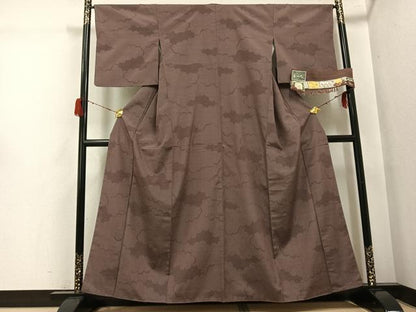 平和屋着物●本塩沢　やまだ織　110亀甲　重ね雲　雪の中のきれ　正絹　逸品　AABH3808ph