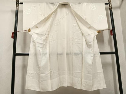平和屋着物●長襦袢　無双仕立て　草花地紋　正絹　逸品　AABH3809ph