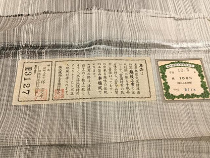 平和屋着物●日本工芸会正会員　林宗平　本塩沢　間道　林織物謹製　証紙付き　正絹　逸品　AABH3810ph