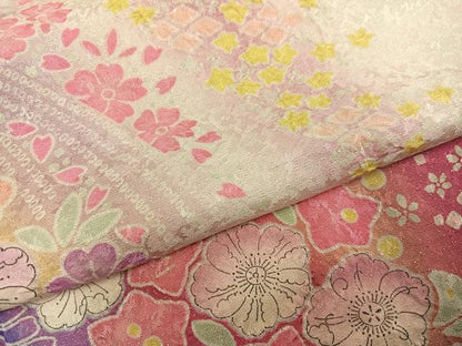 平和屋着物●豪華振袖・長襦袢(袷)セット　辻が花　暈し染め　銀通し地　ロング丈　正絹　逸品　AABH3811ph