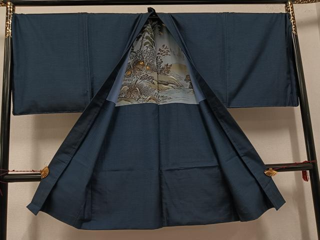 平和屋着物●男性　本場大島紬　アンサンブル　長襦袢(袷)セット　100亀甲　総詰め　正絹　逸品　AABH3812ph