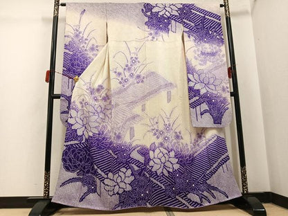 平和屋着物●豪華振袖　絞り　草花文　正絹　逸品　AABH3813ph