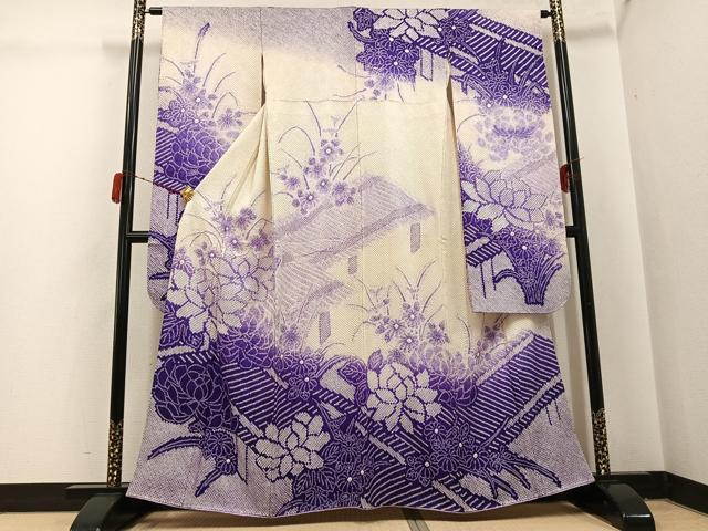 平和屋着物●豪華振袖　絞り　草花文　正絹　逸品　AABH3813ph