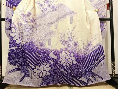 平和屋着物●豪華振袖　絞り　草花文　正絹　逸品　AABH3813ph