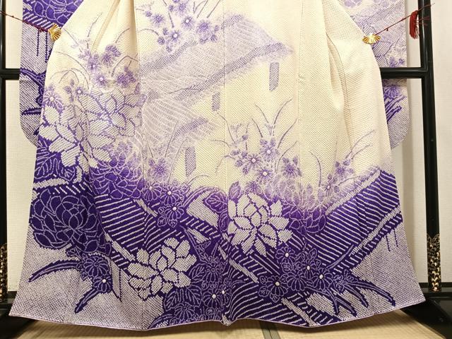 平和屋着物●豪華振袖　絞り　草花文　正絹　逸品　AABH3813ph