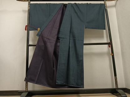 平和屋着物●男性　お召　アンサンブル　長襦袢(無双仕立て)セット　正絹　逸品　未使用　AABH3815ph