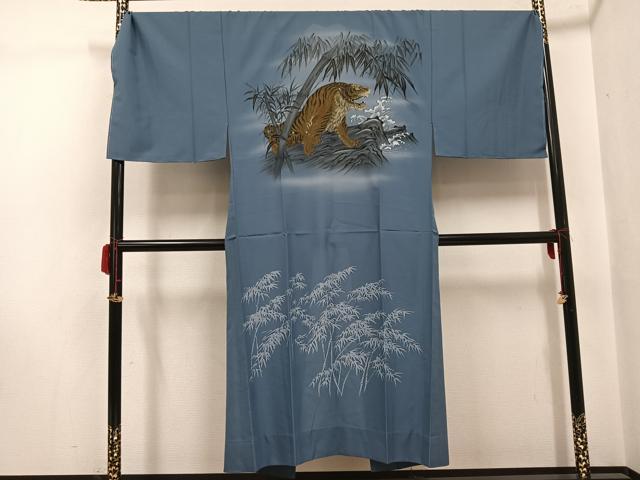 平和屋着物●男性　お召　アンサンブル　長襦袢(無双仕立て)セット　正絹　逸品　未使用　AABH3815ph