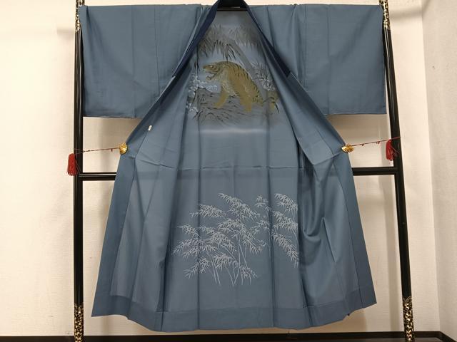 平和屋着物●男性　お召　アンサンブル　長襦袢(無双仕立て)セット　正絹　逸品　未使用　AABH3815ph