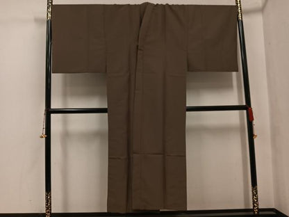 平和屋着物●男性　色無地　アンサンブル　長襦袢(無双仕立て)セット　蝋色×空五倍子色　洗える着物　AABH3819ph