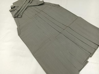 平和屋着物●男性　創業100年　毘龍織　安部吉　馬乗り袴　仙台平　縞　正絹　逸品　AABH3820ph
