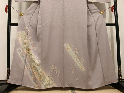 平和屋着物●訪問着　向い鳥葡萄花唐草文　暈し染め　金彩　正絹　逸品　AABH3825ph