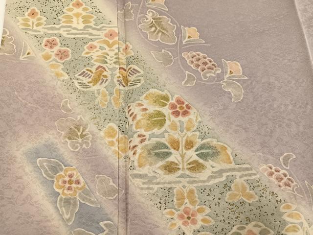 平和屋着物●訪問着　向い鳥葡萄花唐草文　暈し染め　金彩　正絹　逸品　AABH3825ph