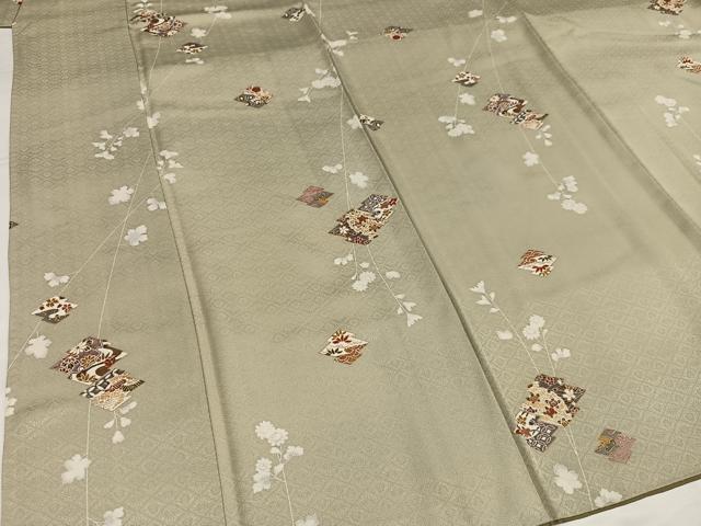 平和屋着物●上質な小紋　松皮菱草花文　金彩　正絹　逸品　AABH3827ph