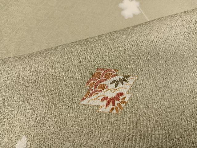 平和屋着物●上質な小紋　松皮菱草花文　金彩　正絹　逸品　AABH3827ph