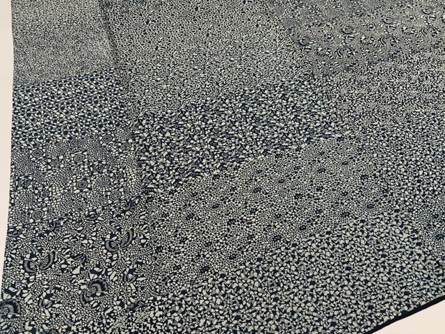 平和屋着物●本藍　小紋　草花文　正絹　逸品　AABH3828ph