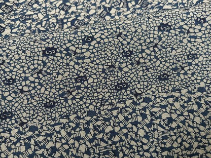 平和屋着物●本藍　小紋　草花文　正絹　逸品　AABH3828ph