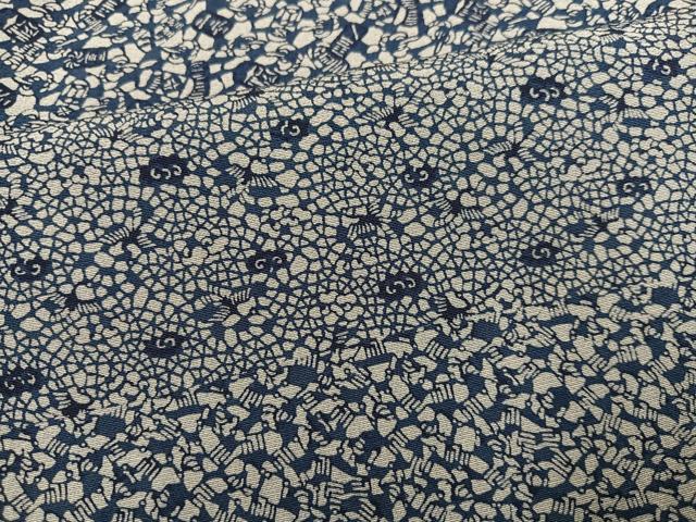 平和屋着物●本藍　小紋　草花文　正絹　逸品　AABH3828ph