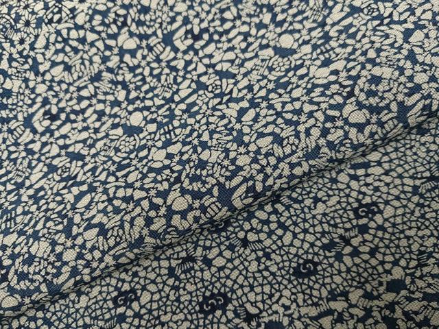 平和屋着物●本藍　小紋　草花文　正絹　逸品　AABH3828ph