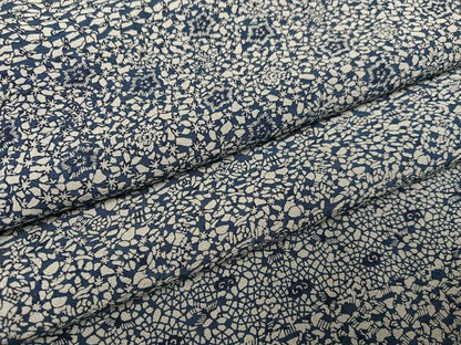 平和屋着物●本藍　小紋　草花文　正絹　逸品　AABH3828ph