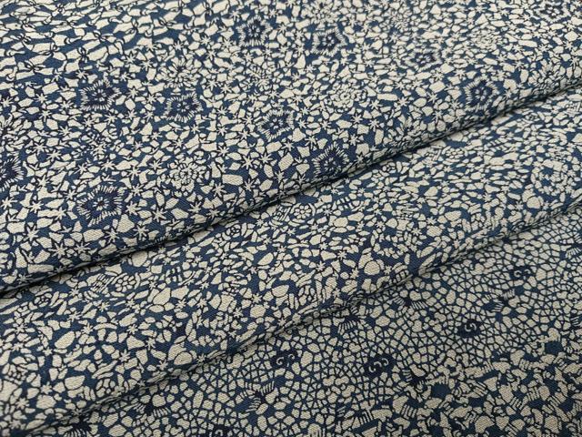 平和屋着物●本藍　小紋　草花文　正絹　逸品　AABH3828ph