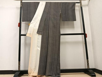 平和屋着物●上質な小紋　吉祥草花間道　正絹　逸品　AABH3832ph