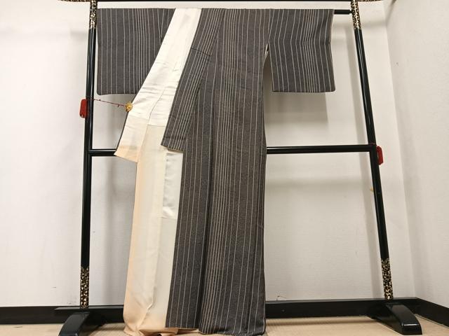 平和屋着物●上質な小紋　吉祥草花間道　正絹　逸品　AABH3832ph