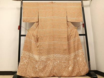 平和屋着物●訪問着　ろうけつ染　草花文　正絹　逸品　未使用　AABH3834ph