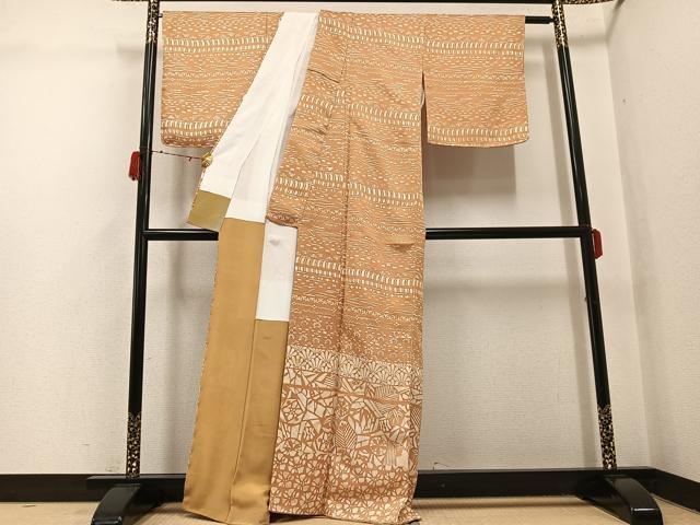 平和屋着物●訪問着　ろうけつ染　草花文　正絹　逸品　未使用　AABH3834ph
