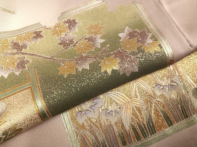 平和屋着物●金彩友禅　卓越技能者・名工・和田光正　色留袖　群れ鶴草花文　暈し染め　金彩　正絹　逸品　AABH3836ph
