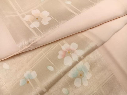 平和屋着物●長襦袢　無双仕立て　舞花文　金彩　正絹　逸品　AABH3837ph
