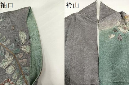 平和屋着物●訪問着　辻が花　絞り　暈し染め　金彩　金通し地　正絹　逸品　AABH3838ph