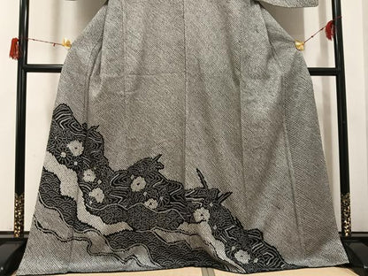 平和屋着物●訪問着　総絞り　花青海波　黒地　さが美扱い　正絹　逸品　未使用　AABH3848ph