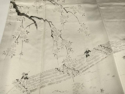 平和屋着物●洛楽人工房　人物花文　(玉蟲染)　訪問着　正絹　逸品　未使用　AABH3849ph