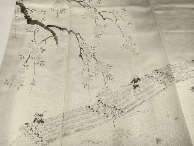 平和屋着物●洛楽人工房　人物花文　(玉蟲染)　訪問着　正絹　逸品　未使用　AABH3849ph