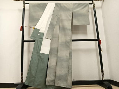 平和屋着物●本場縞大島紬　花絲　芭蕉大島　霞文　宮原紬織物謹製　証紙付き　正絹　逸品　AABH3851ph