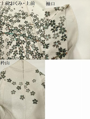 平和屋着物●友禅作家の巨匠　浅井青仁　訪問着　お召地　桜　金彩　正絹　逸品　AABH3853ph