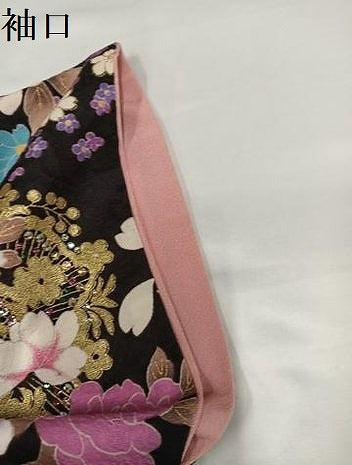 平和屋着物●豪華振袖　刺繍　舞花文　暈し染め　金彩　正絹　逸品　AABH3868ph