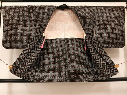 平和屋着物●本場大島紬　龍郷絣　秋名バラ　アンサンブル　田畑有光作　証紙付き　正絹　逸品　AABH3878ph