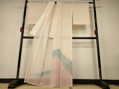 平和屋着物＊夏物 訪問着 絽 風景文 暈し染め 正絹 逸品 AABH3881jd