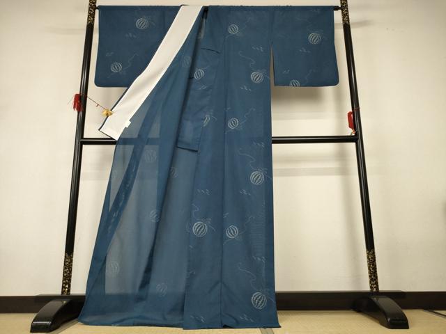 平和屋着物＊夏物 小紋 紗 西瓜 洗える着物 AABH3882jd