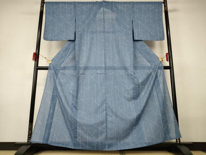 平和屋着物＊夏物 小紋 絽 幾何学文様 洗える着物 AABH3887jd